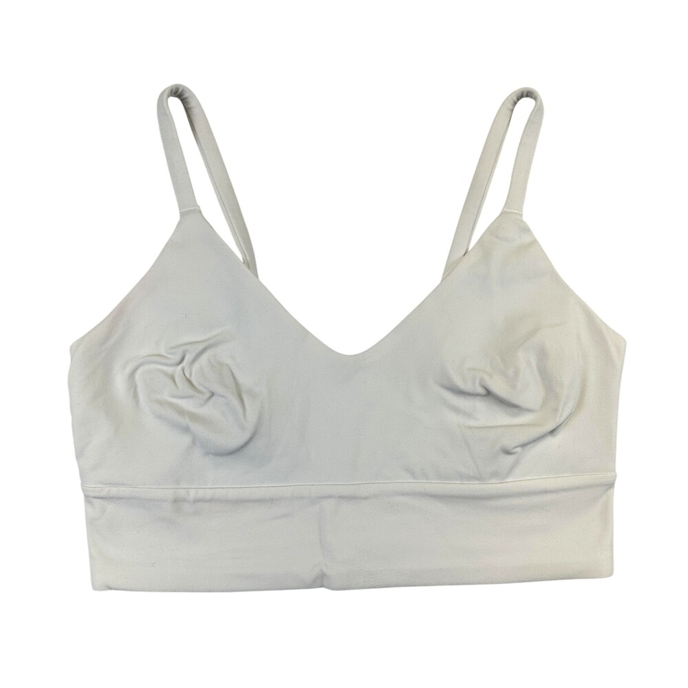 Lululemon Sports Bra Womens Small Focuser Scoop Neck Double Strap White Gym Yoga